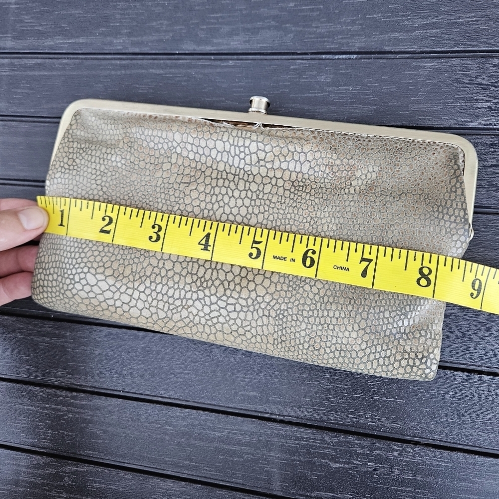 HOBO International Lauren Clutch Wallet Exotic Snakeskin Gold Organizer Bag - Picture 15 of 16